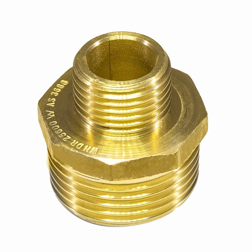 Fitting Red Nipple 1" x 1/2"BSP Brass